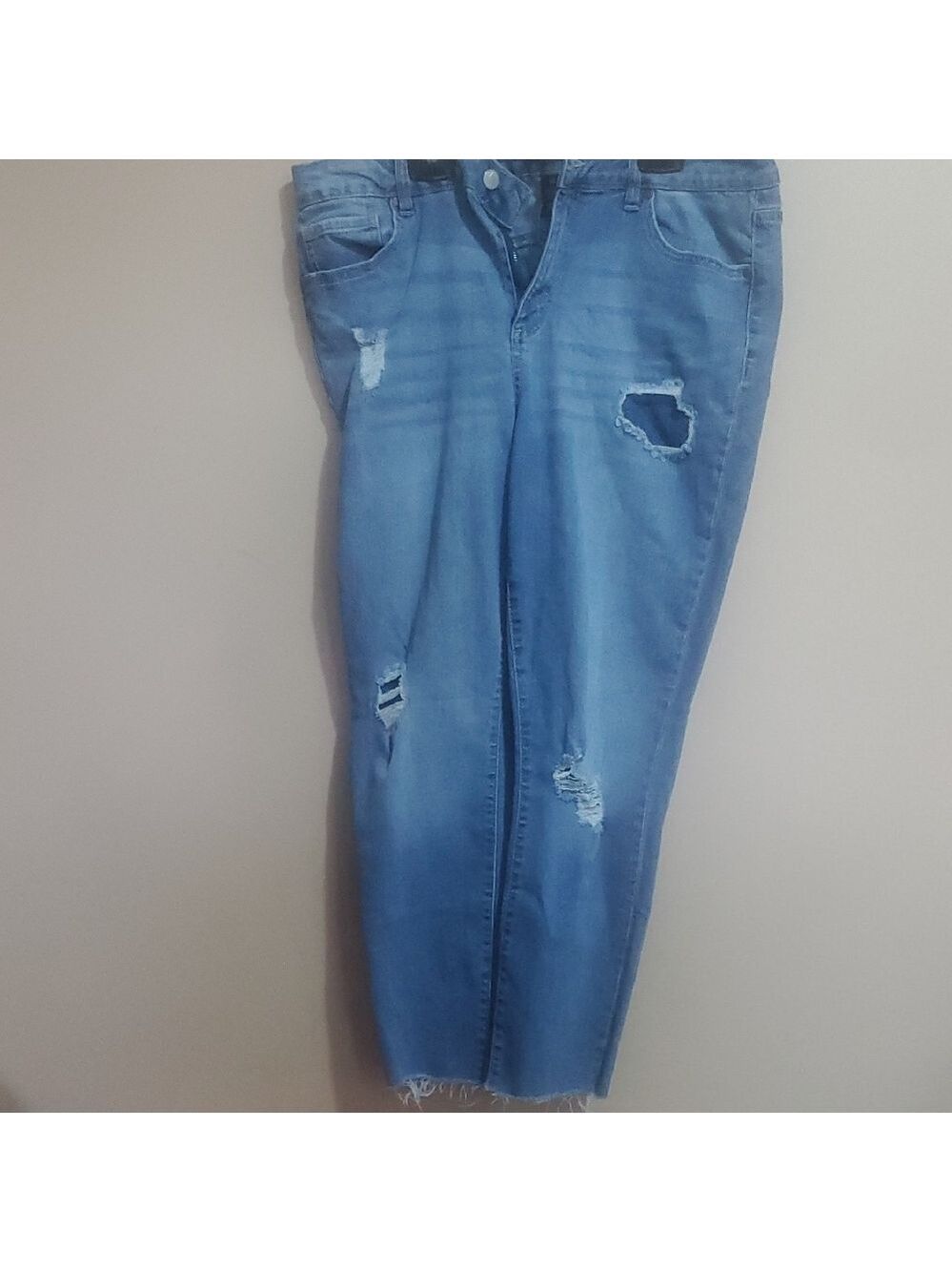 d. jeans Women's Distressed Light Blue Straight Leg Jeans Size 14